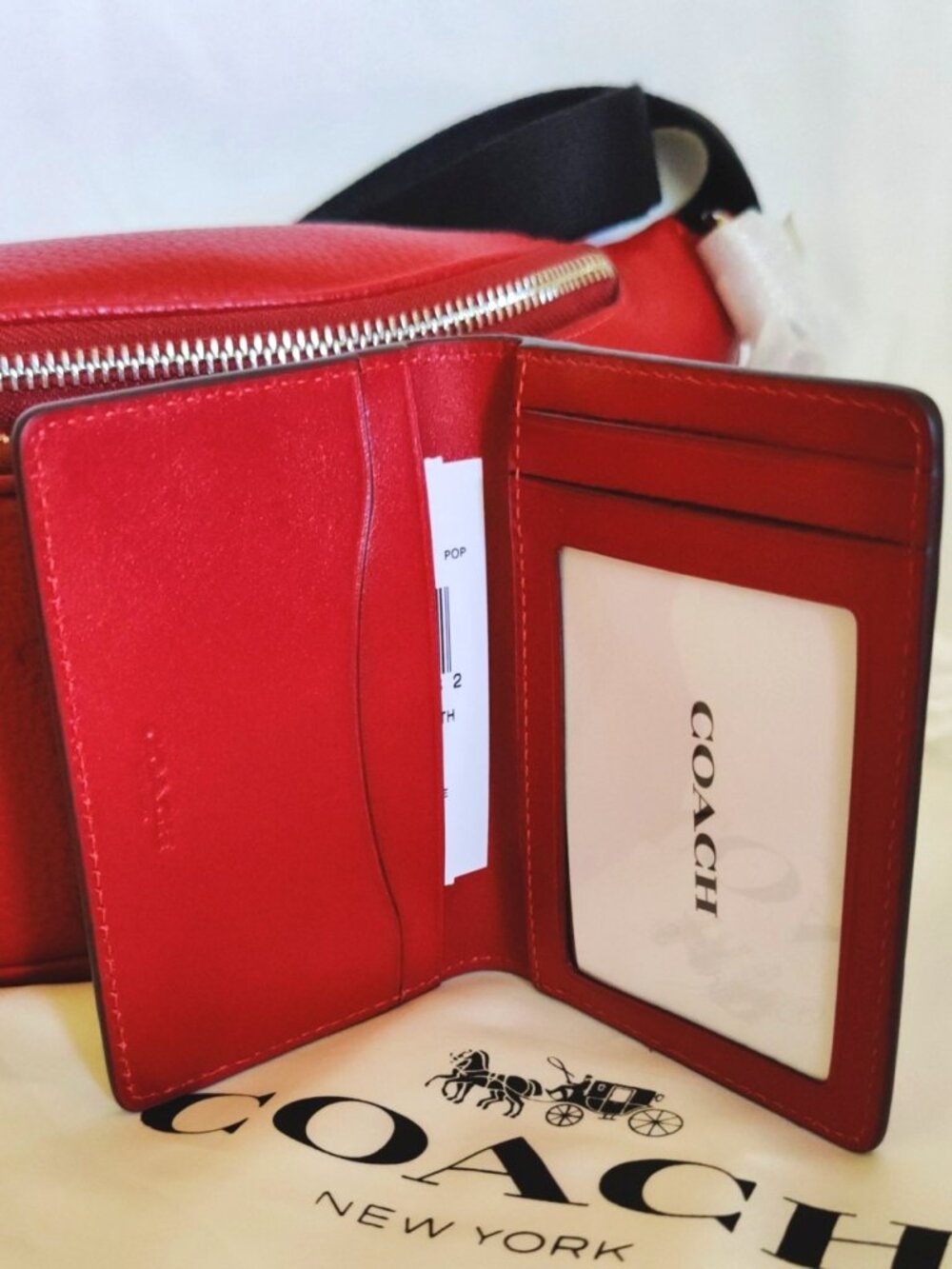 Coach Unisex Travis Belt Bag 30 & ID Wallet Double Bundle in Poppy Red, NWT - Picture 4 of 13